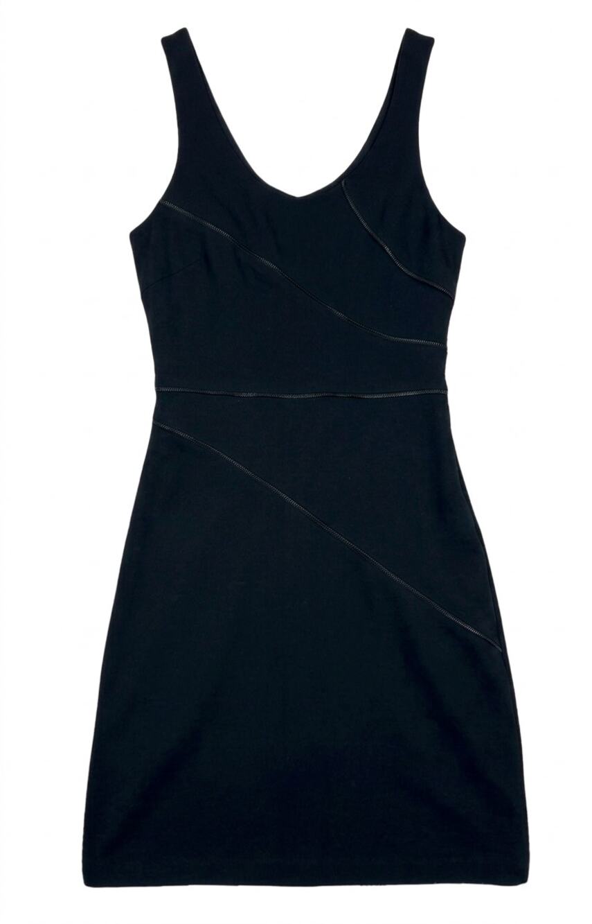 Theory Black All Over Zipper Fitted Sheath Bodycon Mini Dress | Size 6